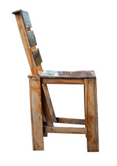 Old Wooden Chair Side View Isolated on Background.