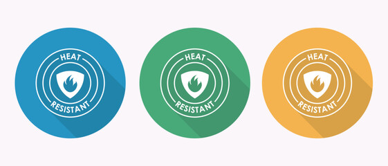 Heat Resistant Symbols in Blue Green and Yellow Circle Product Quality Assurance
