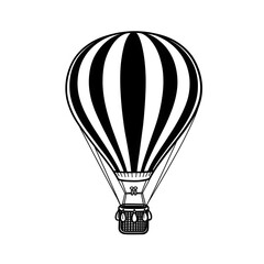 Obraz premium Hot air balloon graphic illustration, black and white design (Generative AI)
