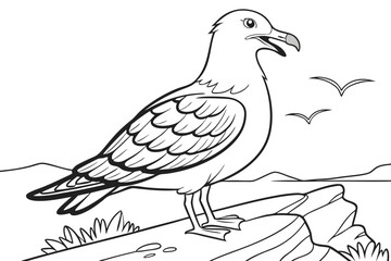 coloring page line art the seagull black vector