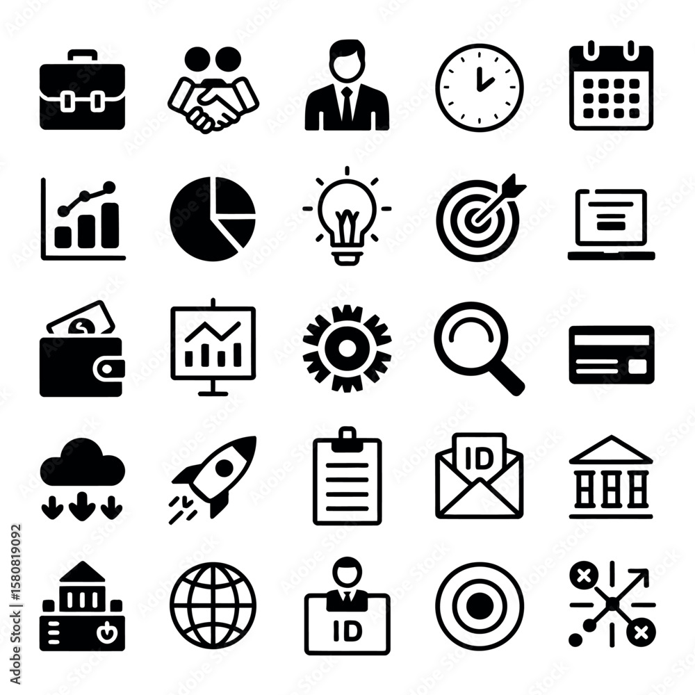 Poster consistent bold solid black icon set a versatile collection for modern design projects featuring a c
