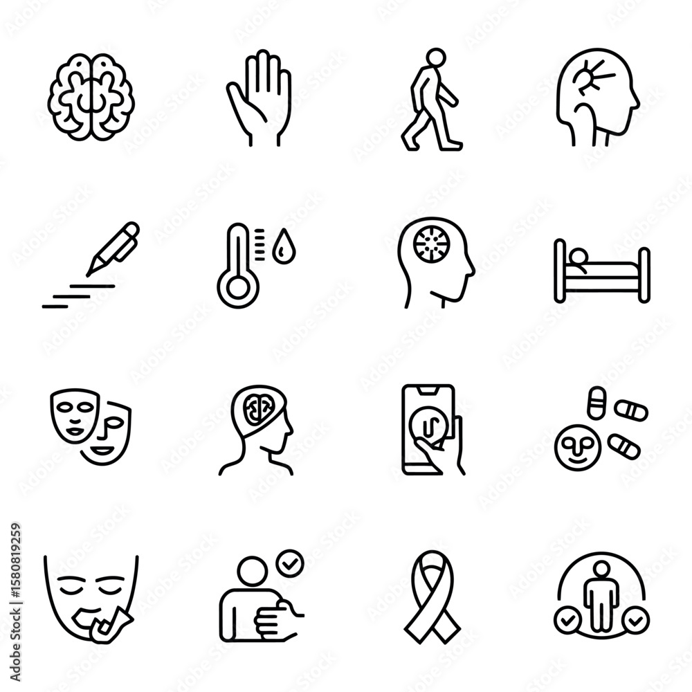 Poster consistent thin line healthcare icon set medical symbols diagnostics and health services for modern 