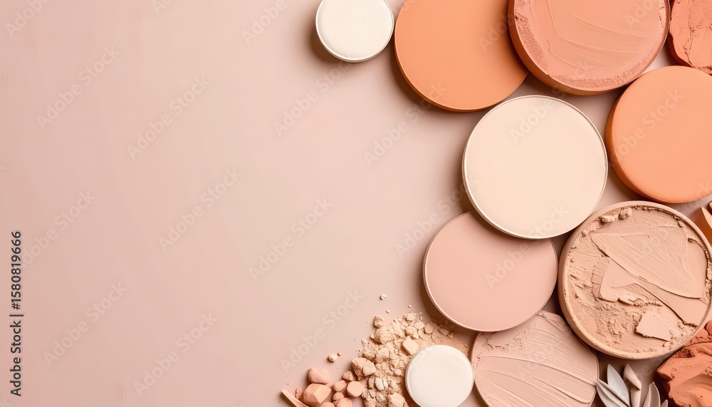 Poster delicate pink background featuring various shades of blush with copy space for text and illustration