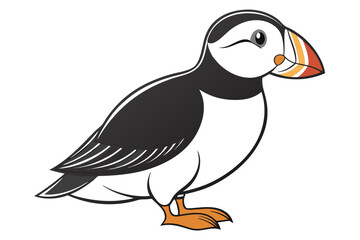 coloring page line art the puffin black vector