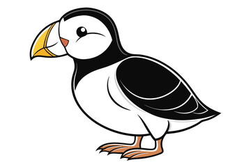 coloring page line art the puffin black vector