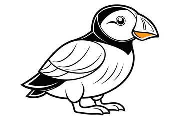 coloring page line art the puffin black vector