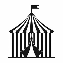 Minimal Black and White Carnival Tent vector Illustration.