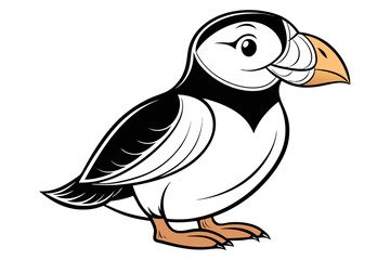coloring page line art the puffin black vector