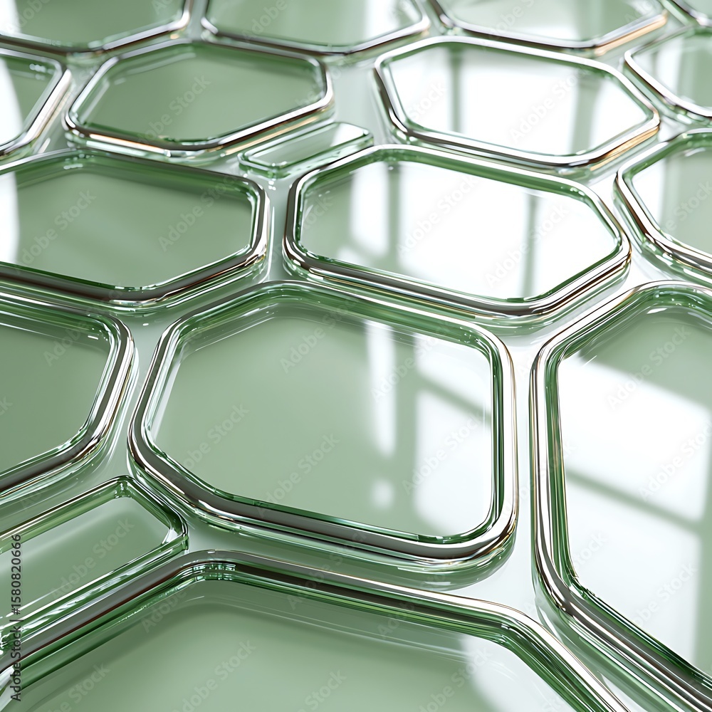 Poster geometric pattern of hexagonal shapes with reflective surface