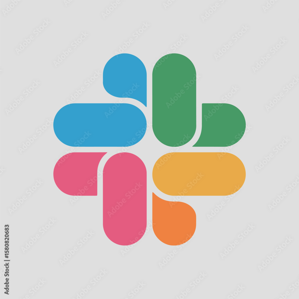 Aufkleber abstract overlapping circles logo design in vibrant cmyk colors suitable for modern tech or communic