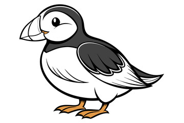 coloring page line art the puffin black vector