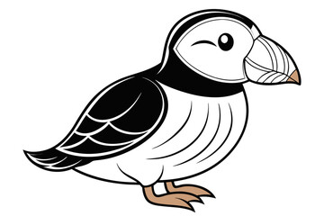 coloring page line art the puffin black vector
