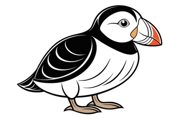 coloring page line art the puffin black vector