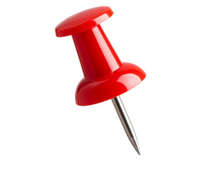 Ultra realistic red push pin, isolated on a transparent background