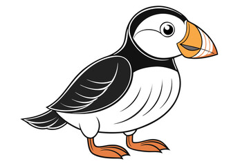coloring page line art the puffin black vector