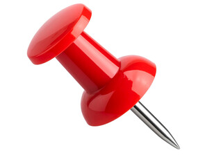 Ultra realistic red push pin, isolated on a transparent background