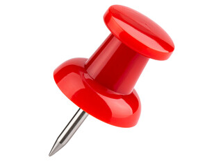 Ultra realistic red push pin, isolated on a transparent background