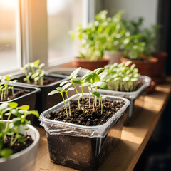 seedlings in a greenhouse
