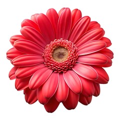 A vibrant red gerbera daisy blooms beautifully, its delicate petals showcasing nature's spring flora in a bright, isolated close-up