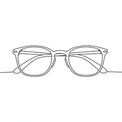 Minimalist Eyeglasses Line Drawing Illustration on White Background