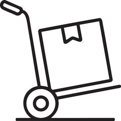 Outline Illustration of a Hand Truck Carrying a Box Representing Delivery and Transportation Services simple