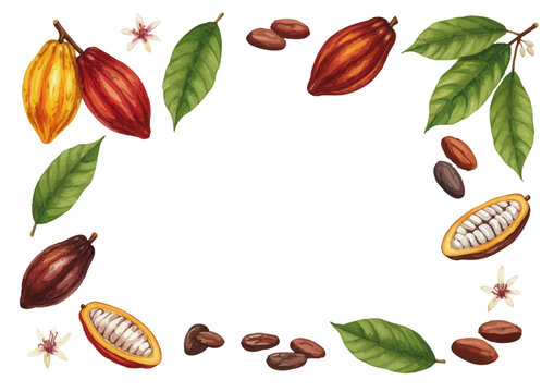 Vector watercolor cacao / 水彩テイストのカカオイラスト