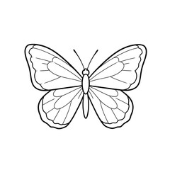 Butterfly Coloring Page: Simple Line Art for Kids - Vector Illustration