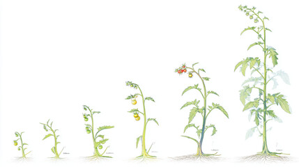 Time-lapse of tomato plants reverting through evolutionary stages, becoming wilder and more primitive.
