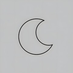 Crescent Moon Silhouette on White Background - Minimalist Design
