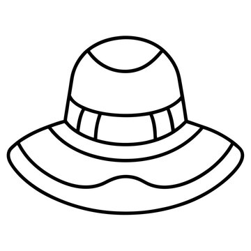 black and white sun hat outline clip art preview