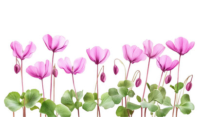 Naklejka premium Pink Cyclamen Flowers on Black Background