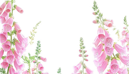 Fototapeta premium Pink Foxglove Flowers Frame