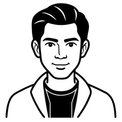 Minimal Line Art Male Avatar – Black and White Circular Portrait Illustration