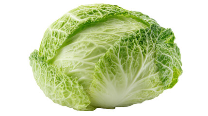 Fototapeta premium Fresh green cabbage on a white isolated background, perfect for healthy recipes or food presentations.