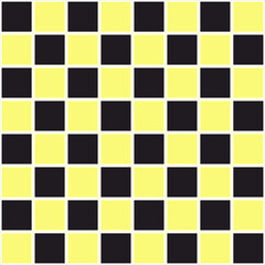 A checkered chessboard featuring alternating black and yellow squares,  blending traditional game design with a vibrant, modern aesthetic.