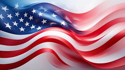 Waving American flag with stars and stripes in motion image
