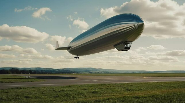 Hot air balloon flying high in the sky with vintage aircraft style 4k video footage 