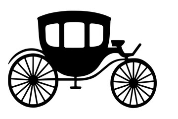 Silhouette of a vintage carriage, black color isolated on white background