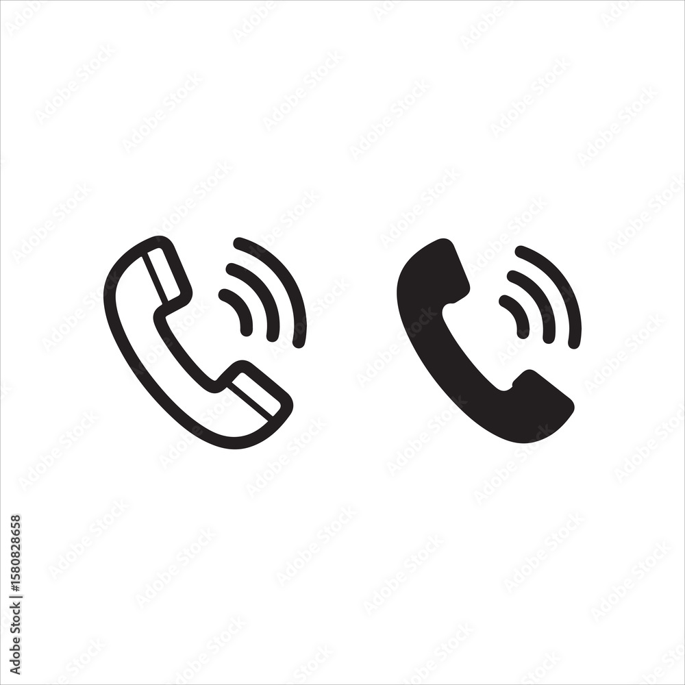 Poster two icons representing a phone call with sound waves
