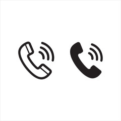 Two icons representing a phone call with sound waves