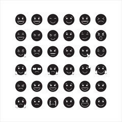 Collection of black emoji faces expressing various emotions and feelings