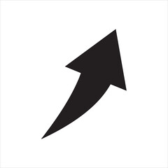 Bold black arrow pointing upward and to the right with a curved tail