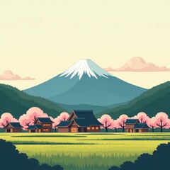 fuji mount japan vector illustration