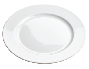 Ultra realistic white ceramic plate, isolated on a transparent background