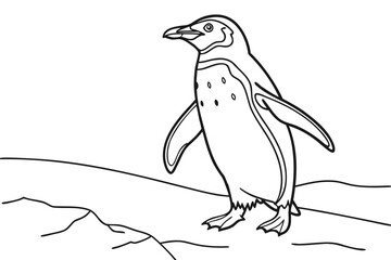 coloring page line art the penguin black vector