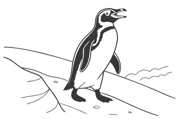 coloring page line art the penguin black vector