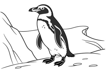 coloring page line art the penguin black vector