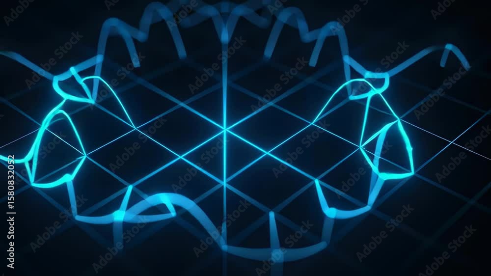 Poster Abstract Blue Waveform Visualization on Dark Background for Data Analysis and Technology Concepts