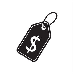 Black price tag with dollar symbol and subtle shadow effect