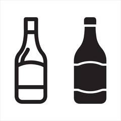 Two stylized bottles side by side one outline and one solid black